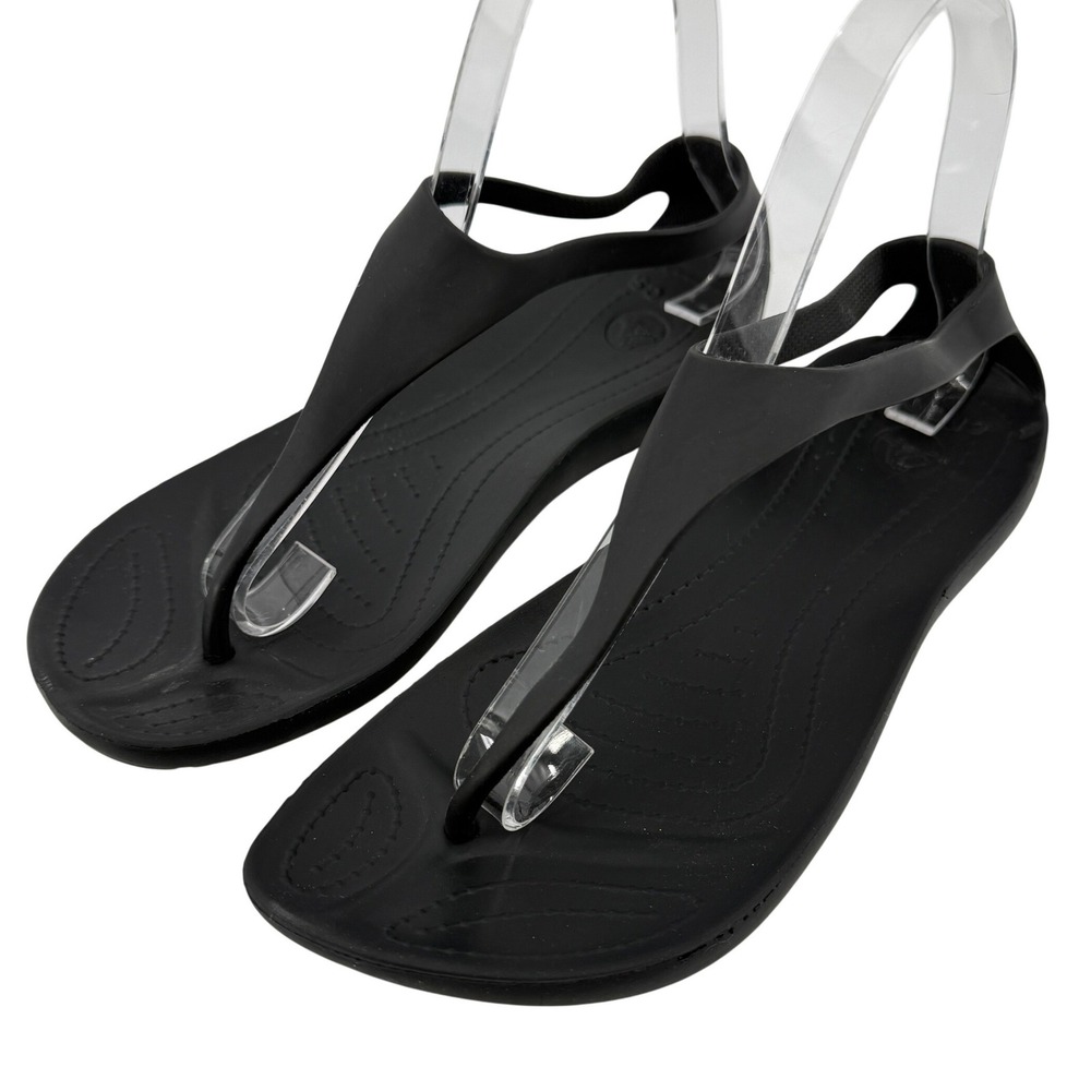 Crocs Sexi Flip Sandal Slip On Black Women 8 Slingback Thong Casual Barefoot